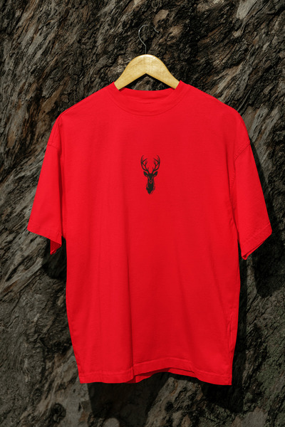 MG Deer Printed Unisex Circle Neck Cotton Oversize Fit Short Sleeve T-Shirt