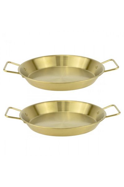 Culinaro Set of 2 paella pans with 2 stainless steel handles 35xh4cm, gold