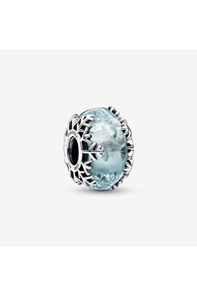 Pandora Talisman cu fulg de nea tip Murano albastru glacial - Argint 925