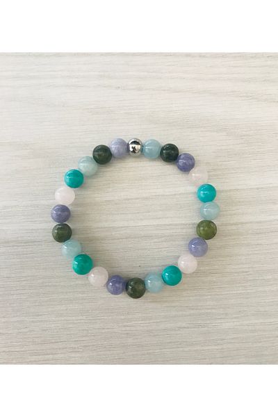 MK tasarım True Blue Quartz, Jade, Purple Quartz, Pink Quartz, Turquoise Bracelet Mkt058