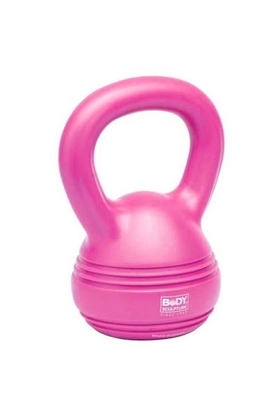 BODY SCULPTURE Pink Plastic Kettlebell - Ergonomic Handle Fitness Weight