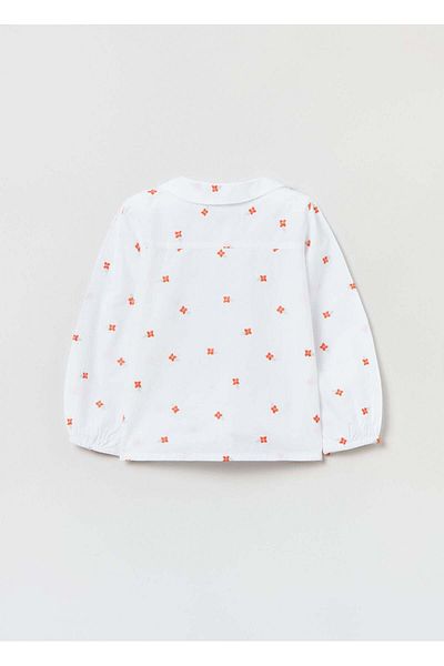 Ovs Cotton Shirt With Small Flowers Embroidery