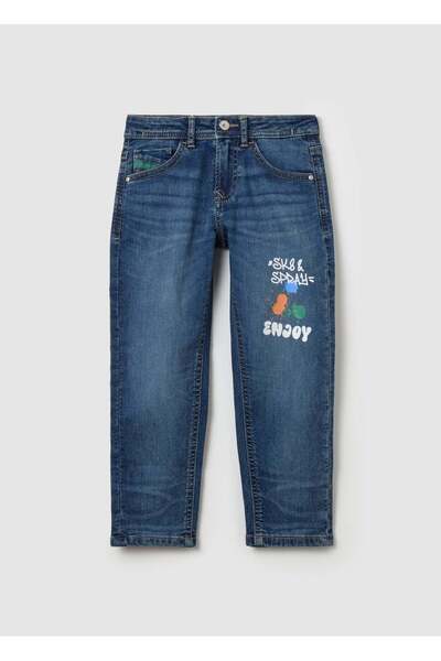 Ovs بنطال جينز بخمسة جيوب وطبعة "Sk8 & Spray"