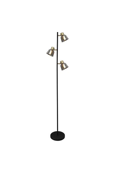 Klausen Smoky Pt3 Floor Lamp With Switch, 3xe14, Black Brass, Ip20,