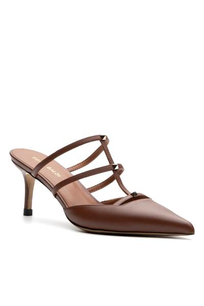 Sofia Baldi Lusha Taba Genuine Leather Women's Heel Slippers