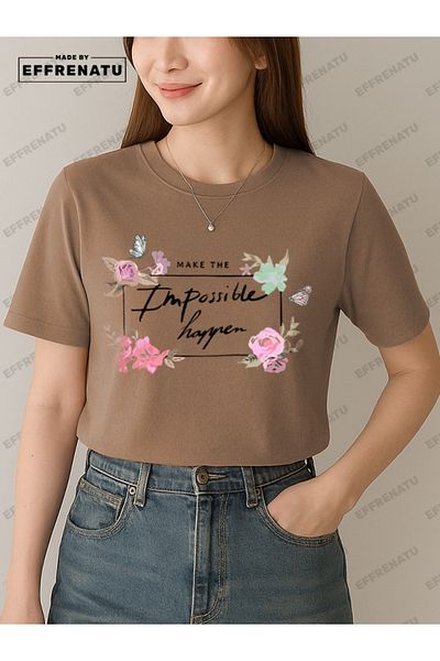 EFFRENATU Plus Size T-Shirt with Floral Print and Distinctive Colors for Women