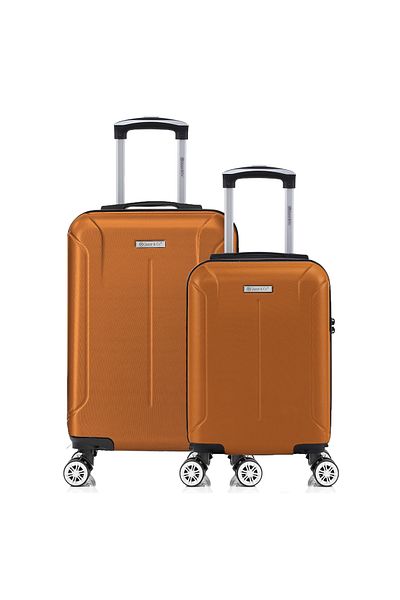 Quasar & Co. Set of 2 Trolleys, 40x30x20cm Removable Wheels/55x36x20cm, Hand Luggage Trolley, 4 Wheels, Abs, Smart, Camel