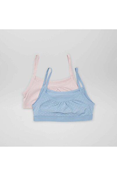 KIABI قميص جيرسي قصير بحمالات رفيعة - عبوة من قطعتين باللون الأزرق