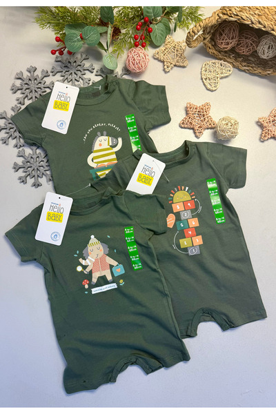 Hello Baby 3 Lü Tulum Seti 3 Adet Bebek Tulumu Yazlık Kısa Kol Rahat Yumuşak ...