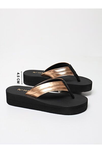 HANOX Viola Black Wedge Heel Women's Flip Flops Beach Slippers Flip Flops (4.5) cm