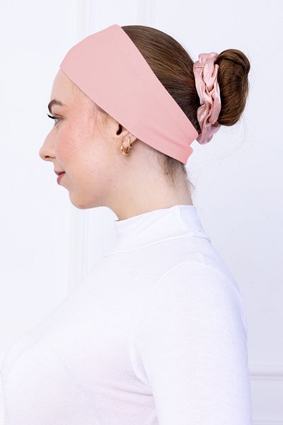 Loggia Non-Slip Bandana Powder Pink Non-Slip Silicone Sporty Hair Band - Slip-On Hijab Bonnet