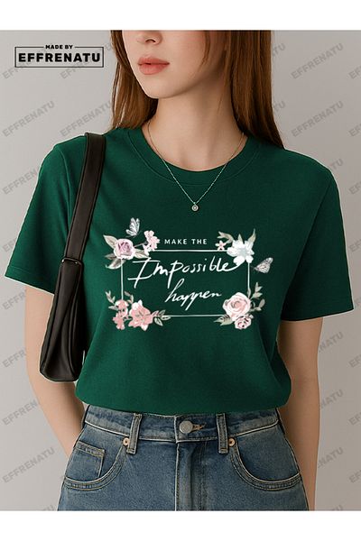 EFFRENATU Plus Size T-Shirt with Floral Print and Distinctive Colors for Women