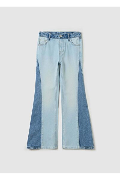 Ovs بنطال جينز واسع الساق بتفاصيل متباينة