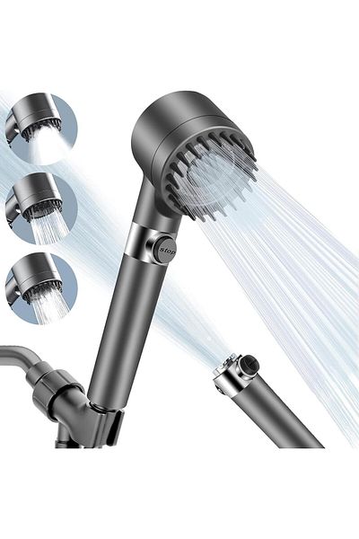 Generic Filtered Shower Head, High Pressure Shower Head with 3 Spray Modes, Power Wash for Hard Water, Handh