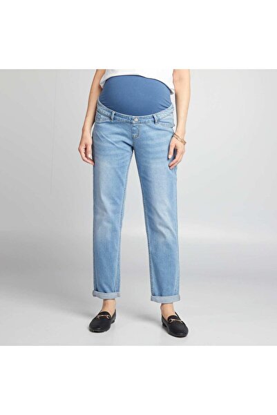 KIABI Maternity mom-fit jeans with distressed detailing BLUE
