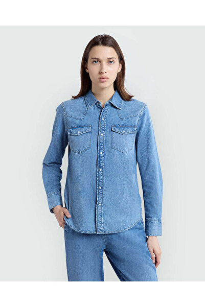 Ovs Medium Blue Western Shirt By