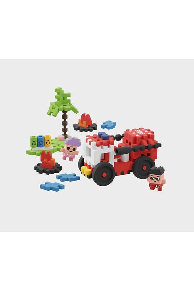 Marioinex Construction set, Fire truck, 80 pieces, Mini Waffles,