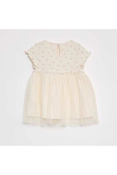 KIABI Short-sleeved dress with tulle skirt WHITE