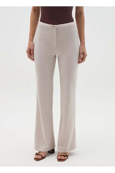 Ovs Solid Colour Flare-Fit Trousers
