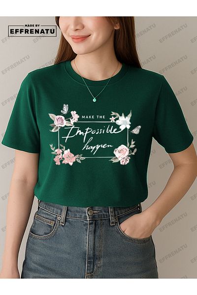 EFFRENATU Plus Size T-Shirt with Floral Print and Distinctive Colors for Women