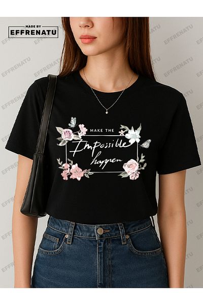 EFFRENATU Plus Size T-Shirt with Floral Print and Distinctive Colors for Women