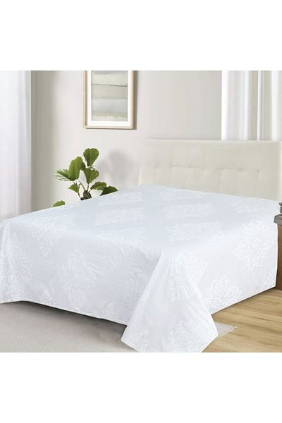 Pucioasa Flat cotton bed sheet with baroque pattern, 180x260cm, Lorena