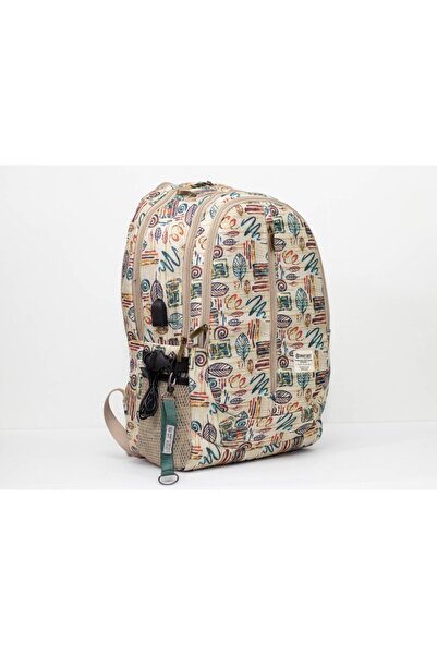 Smart Gate SG-9187 School Carrying Tree Leafs Backpack 6 Pockets With USB Port 15.6 Beige
