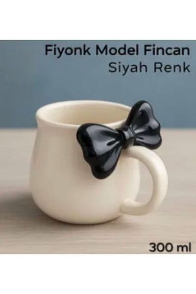 KdrElektronik Porcelain Mug Cup Bow Design Tea Coffee Presentation 1 Piece