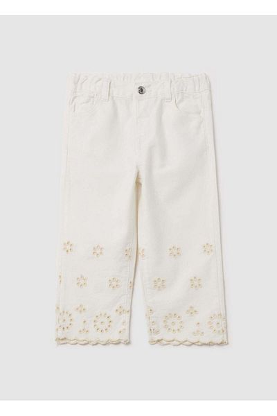 Ovs Five-Pocket Trousers With Broderie Anglaise Embroidery