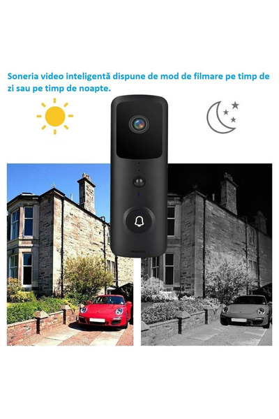 MOAWAVE Sonerie video inteligentă, Detecție mișcare, Microfon încorporat, Funcție de vedere nocturnă, iOS sau Android