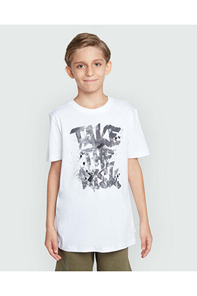 Ovs تي شيرت أساسي أبيض لامع للأولاد