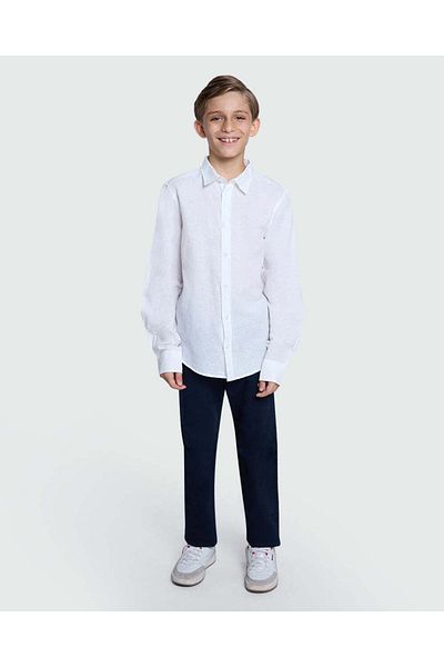 Ovs Bright White Boys’ Shirt In Cotton-Linen By