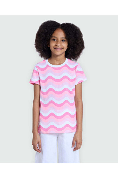 Ovs تي شيرت مخطط للبنات - نمط متعدد الألوان