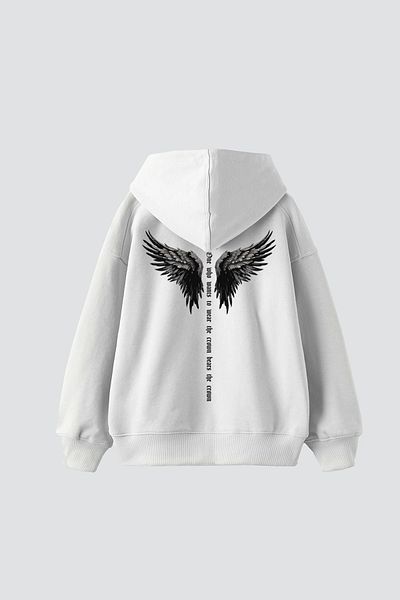 Sekizbiraltı Λευκό φούτερ με στάμπα Winget Crown Oversize Unisex