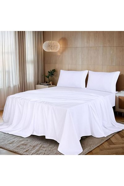 Pucioasa XXL bed sheet 100% cotton percale, 260x280cm, white