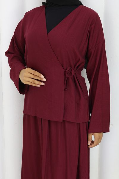 ALLMİRA FASHION Side Tie Kimono Skirt Hijab Double Set