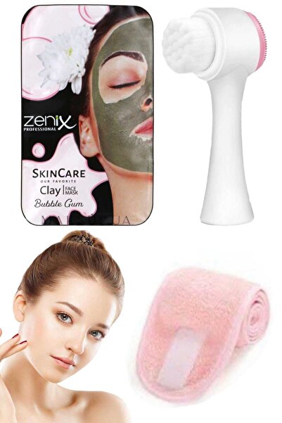 Nadom 3'lü Set Spor Yoğa Makyaj Havlu Saç Bandı Çift Taraflı Yüz Temizleme Fı...