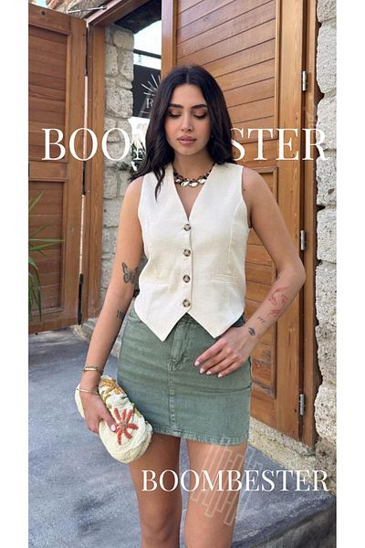 BoomBester Women's Lined Linen Flam Vest