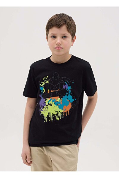 Ovs Cotton T-Shirt With Skater Boy Print