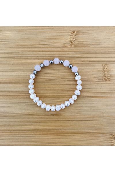 MK tasarım Genuine Pearl, Pink Quartz Bracelet Mkt059