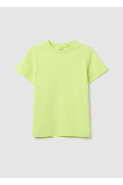 Ovs تي شيرت قطني أصفر بأكمام قصيرة