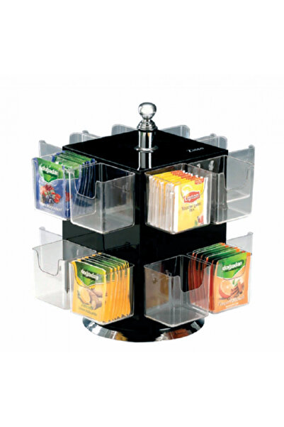 Raki Suport rotativ policarbonat-acril pliculete ceai 16 compartimente h26cm