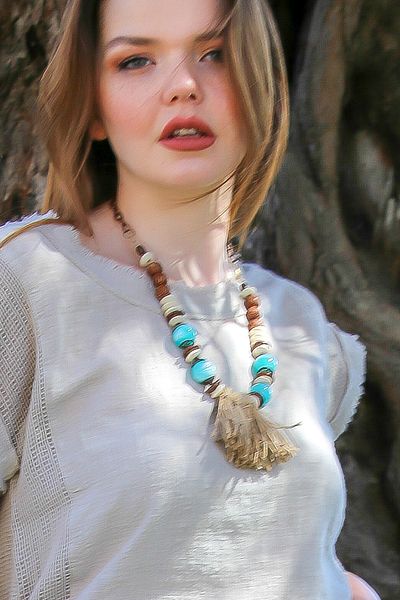 Chiccy Bohemian Design Necklace with Tassel Detail and Colorful Beads