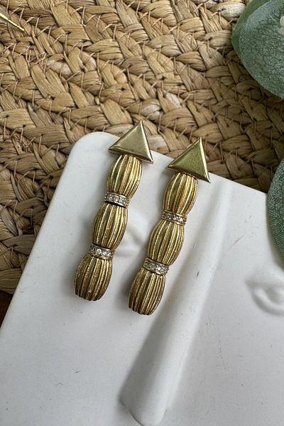 My Joyas Design Bronze Stone Transitional Striped Earrings