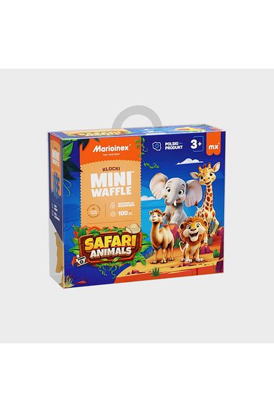 Marioinex Construction set, Wild animals, Safari, 100 pieces, Mini Waffles,