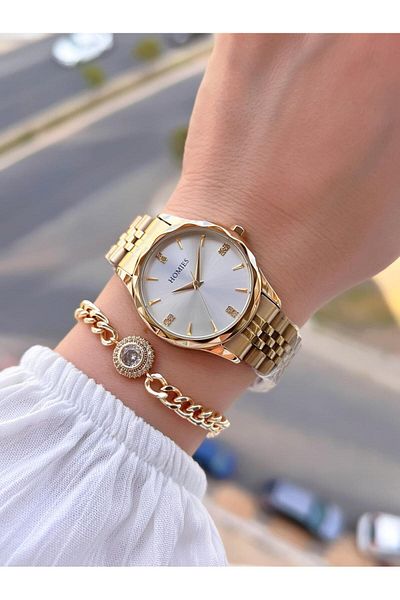 Homies Steel Cord 2 Years Warranty 30 Mt Water Resistant Women Wrist Watch+Bracelet Hm.33S01.2