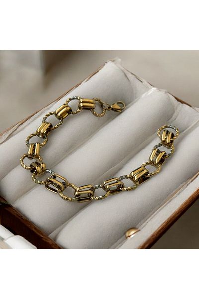 İNN JEWELLERY سوار فولاذي مضاد للحساسية ومضاد للتلطيخ بلونين (ضمان المستورد لمدة عامين)