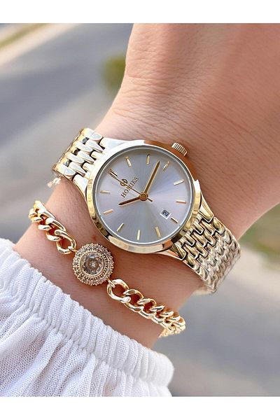 Homies Steel Cord 2 Years Warranty 30 Mt Water Resistant Women Wrist Watch+Bracelet Hm.06S01.3