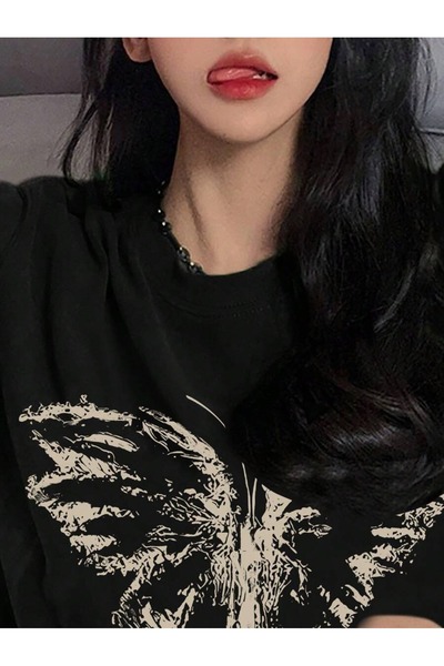 LAYORA تي شيرت Unity صيفي برقبة دائرية وأكمام قصيرة مطبوع عليه فراشات للنساء،...