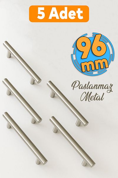 Badem10 Alteta (96 mm - 9,6 cm) Inox Metal 5 buc Mobilier Bucătărie Sertar Dulap Dulap Mâner Mâner Mânere